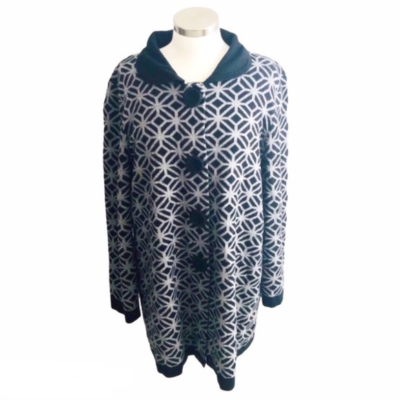 Geometric Black SweaterJacket, XL - Picture 1 of 6